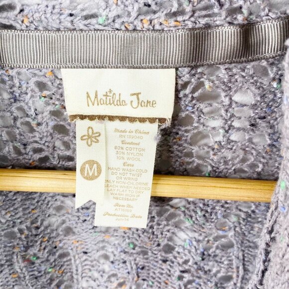 Matilda Jane Cardigan Sweater Secret Fields Womens Medium Pixie Dust Gray Open - Picture 2 of 4